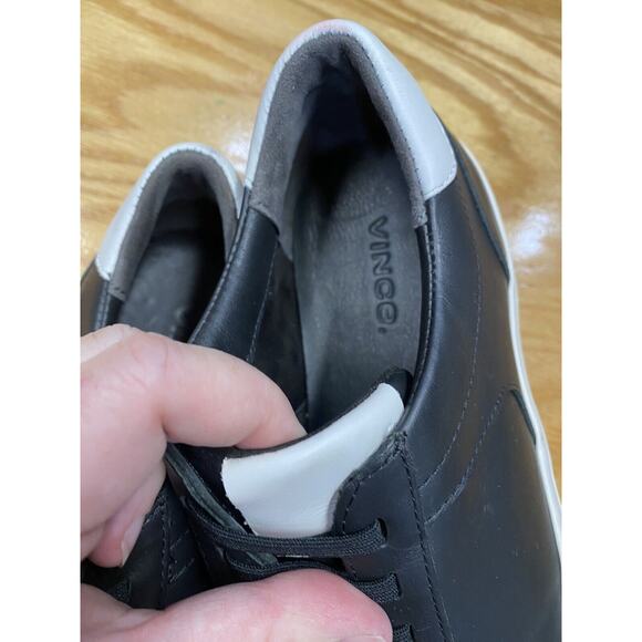 Vince Sneakers Men\'s 8M Black Leather Lace Up Low Top Walking Casual Shoes S49 main image 9
